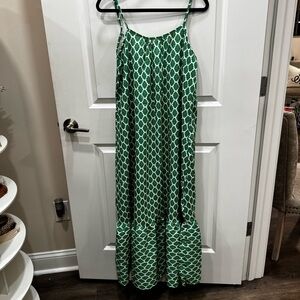 Cute!! 🥰 Green Geometric Maxi Dress
